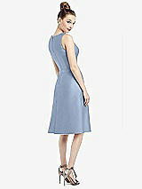 Rear View Thumbnail - Cloudy Sleeveless V-Neck Satin Midi Dress with Pockets