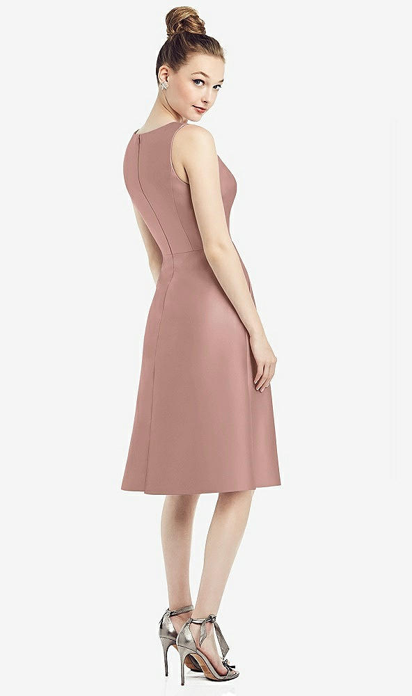 Back View - Neu Nude Sleeveless V-Neck Satin Midi Dress with Pockets