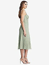 Side View Thumbnail - Celadon Lace Bustier Midi Dress with Spaghetti Straps