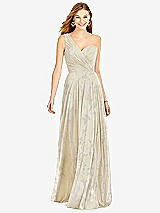 Front View Thumbnail - Butter Yellow Floral One-Shoulder Draped Chiffon Maxi Dress - Dani