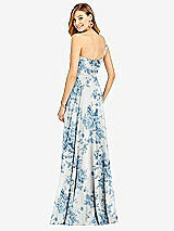 Rear View Thumbnail - Cottage Rose Dusk Blue One-Shoulder Draped Chiffon Maxi Dress - Dani