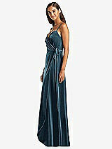 Side View Thumbnail - Dutch Blue Velvet Wrap Maxi Dress with Pockets