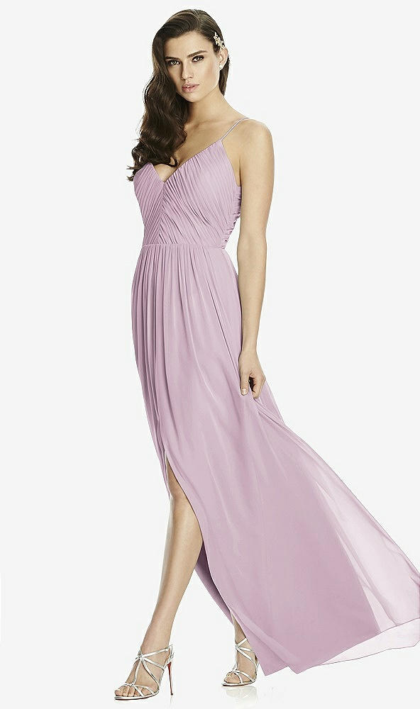 Front View - Suede Rose Deep V-Back Shirred Maxi Dress - Ensley