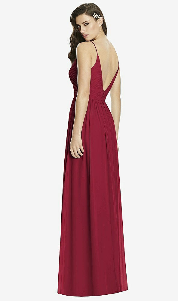 Back View - Burgundy Deep V-Back Shirred Maxi Dress - Ensley
