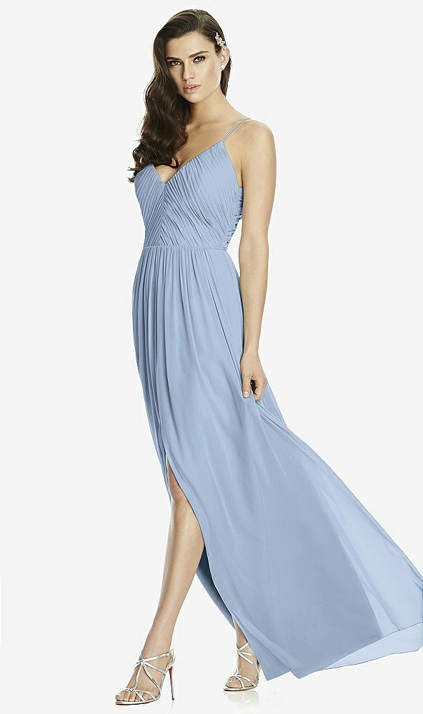 Front View - Cloudy Deep V-Back Shirred Maxi Dress - Ensley