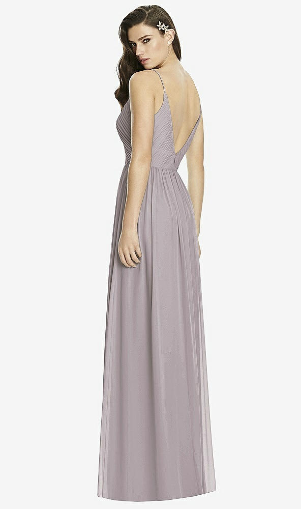 Back View - Cashmere Gray Deep V-Back Shirred Maxi Dress - Ensley
