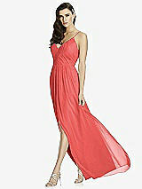 Front View Thumbnail - Perfect Coral Deep V-Back Shirred Maxi Dress - Ensley