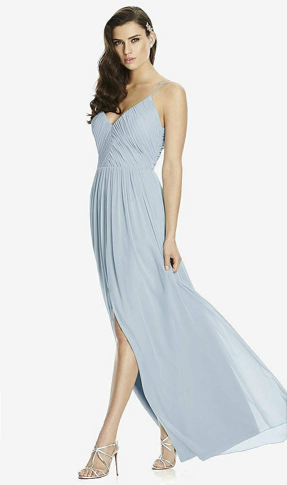 Front View - Mist Deep V-Back Shirred Maxi Dress - Ensley