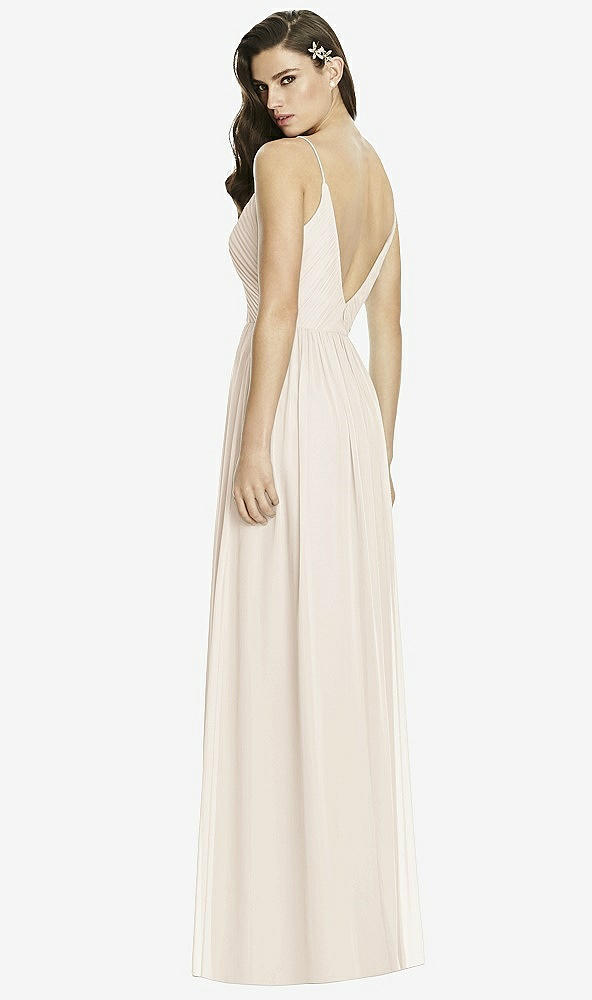 Back View - Oat Deep V-Back Shirred Maxi Dress - Ensley