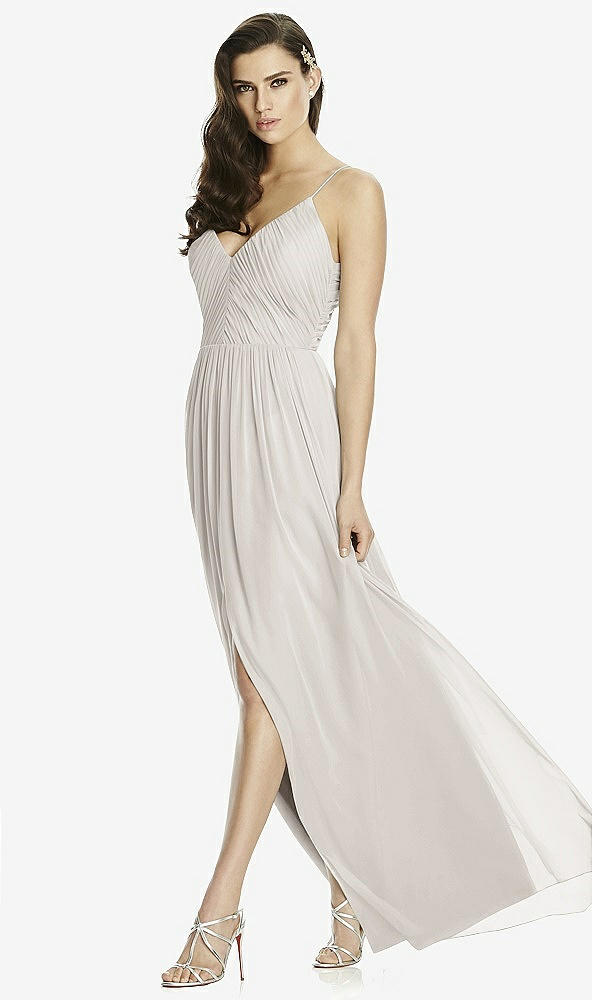 Front View - Oyster Deep V-Back Shirred Maxi Dress - Ensley