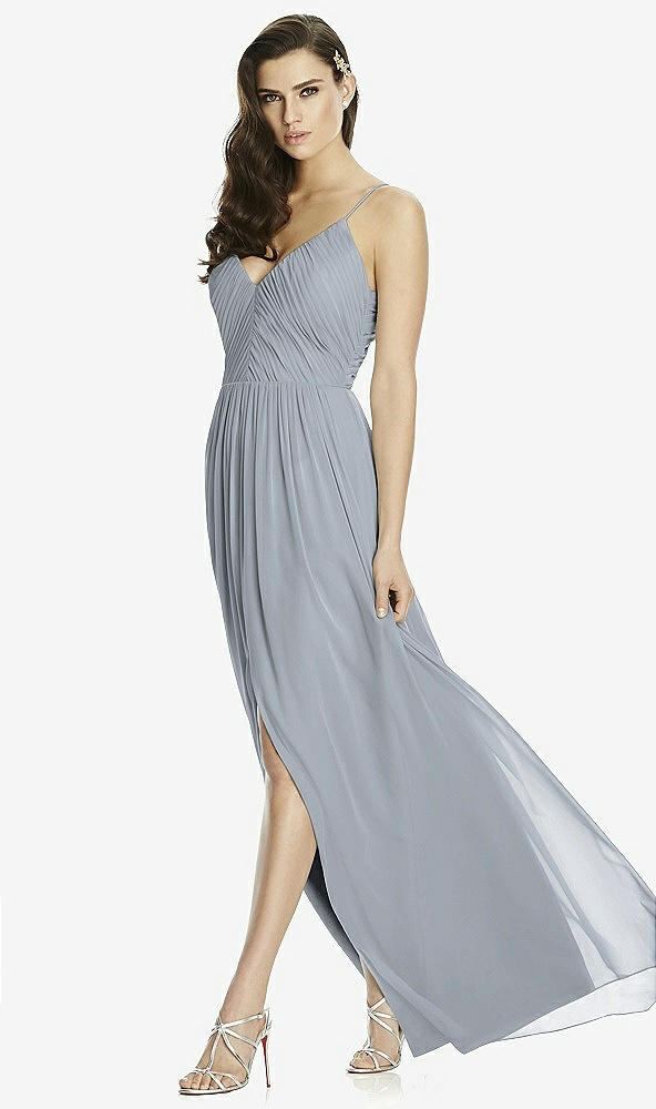 Front View - Platinum Deep V-Back Shirred Maxi Dress - Ensley