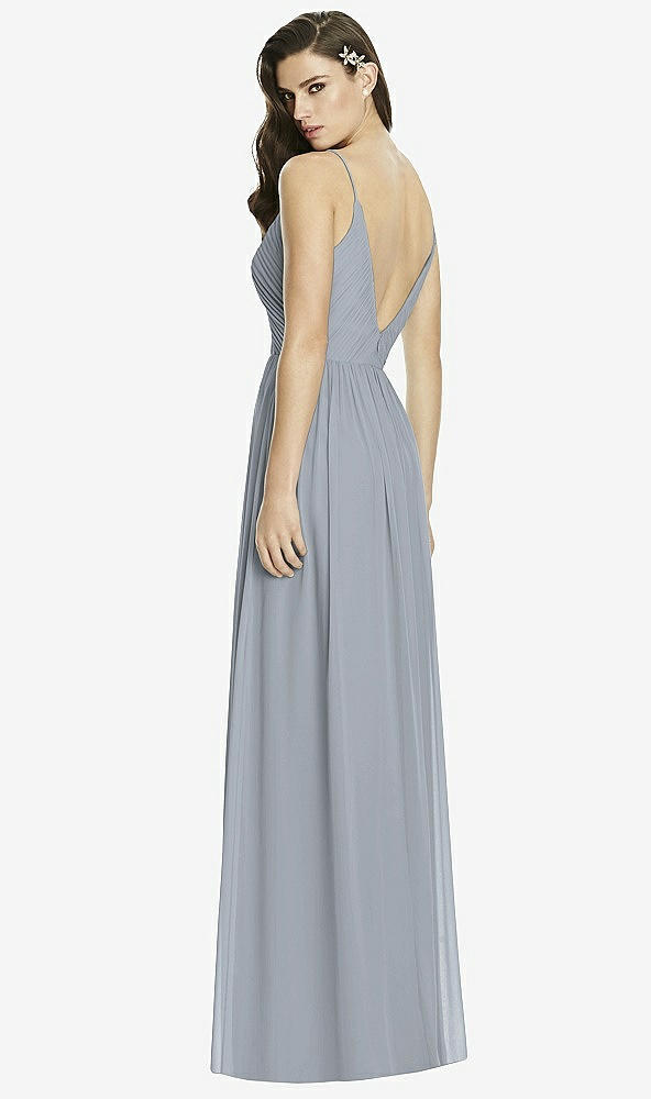 Back View - Platinum Deep V-Back Shirred Maxi Dress - Ensley