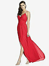 Front View Thumbnail - Parisian Red Deep V-Back Shirred Maxi Dress - Ensley