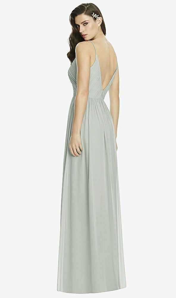 Back View - Willow Green Deep V-Back Shirred Maxi Dress - Ensley