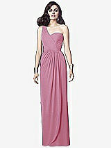 Alt View 1 Thumbnail - Powder Pink One-Shoulder Draped Maxi Dress with Front Slit - Aeryn