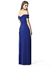 Rear View Thumbnail - Cobalt Blue Off-the-Shoulder Ruched Chiffon Maxi Dress - Alessia