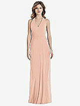 Front View Thumbnail - Pale Peach V-Neck Halter Chiffon Maxi Dress - Taryn