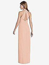 Rear View Thumbnail - Pale Peach V-Neck Halter Chiffon Maxi Dress - Taryn