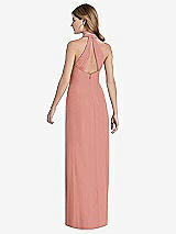 Rear View Thumbnail - Desert Rose V-Neck Halter Chiffon Maxi Dress - Taryn