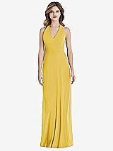 Front View Thumbnail - Marigold V-Neck Halter Chiffon Maxi Dress - Taryn