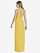 Rear View Thumbnail - Marigold V-Neck Halter Chiffon Maxi Dress - Taryn