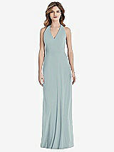 Front View Thumbnail - Morning Sky V-Neck Halter Chiffon Maxi Dress - Taryn