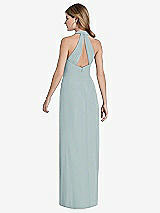 Rear View Thumbnail - Morning Sky V-Neck Halter Chiffon Maxi Dress - Taryn