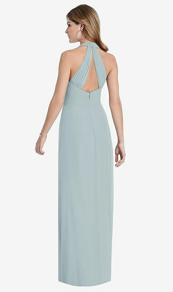 Back View - Morning Sky V-Neck Halter Chiffon Maxi Dress - Taryn