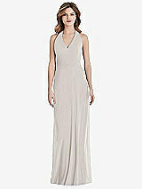Front View Thumbnail - Oyster V-Neck Halter Chiffon Maxi Dress - Taryn