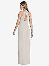 Rear View Thumbnail - Oyster V-Neck Halter Chiffon Maxi Dress - Taryn