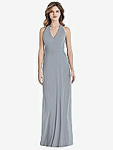 Front View Thumbnail - Platinum V-Neck Halter Chiffon Maxi Dress - Taryn