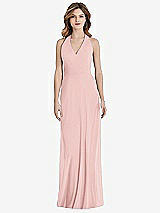 Front View Thumbnail - Rose V-Neck Halter Chiffon Maxi Dress - Taryn
