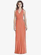 Front View Thumbnail - Terracotta Copper V-Neck Halter Chiffon Maxi Dress - Taryn