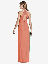 Rear View Thumbnail - Terracotta Copper V-Neck Halter Chiffon Maxi Dress - Taryn