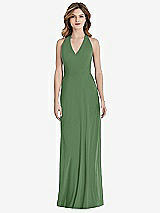 Front View Thumbnail - Vineyard Green V-Neck Halter Chiffon Maxi Dress - Taryn