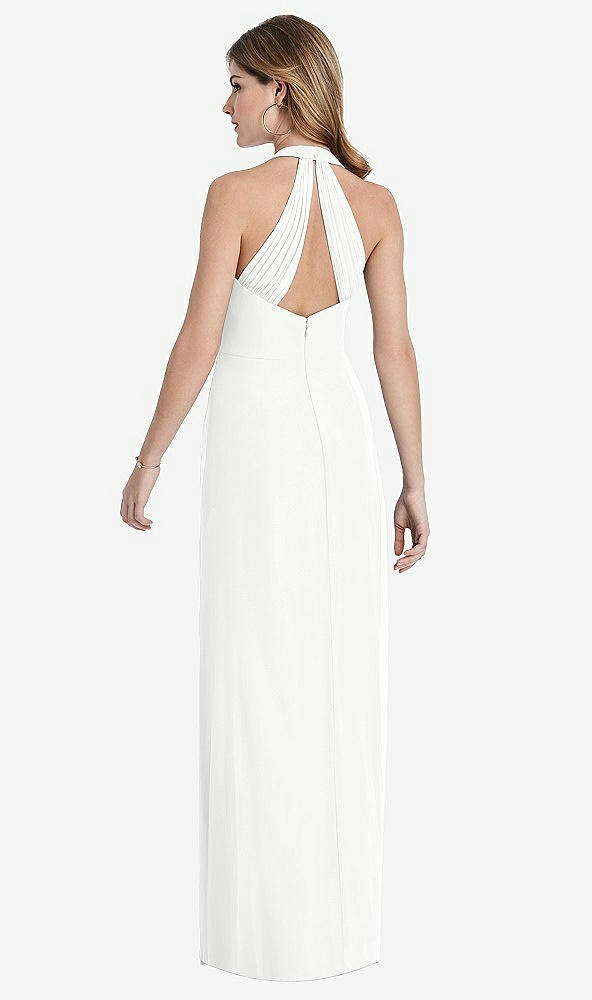 Back View - White V-Neck Halter Chiffon Maxi Dress - Taryn