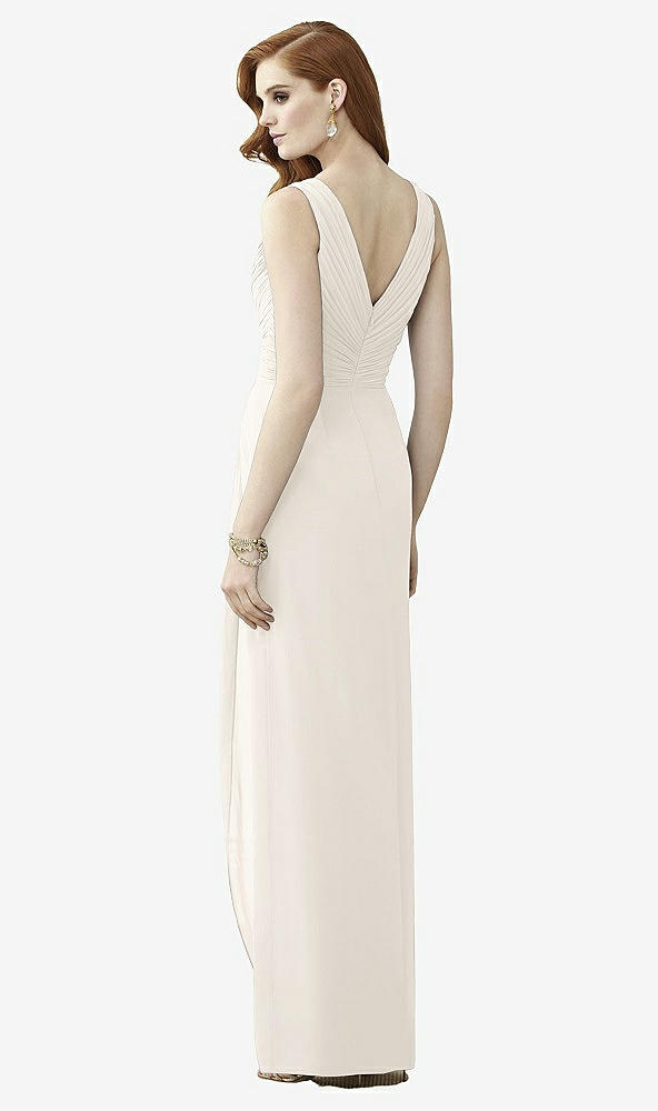 Back View - Ivory Sleeveless Draped Faux Wrap Maxi Dress - Dahlia