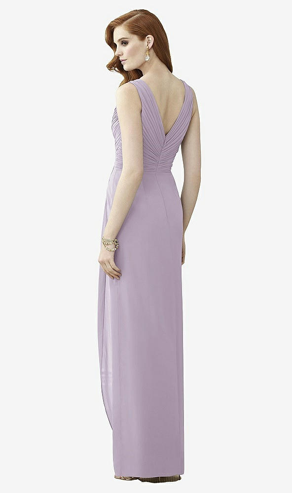 Back View - Lilac Haze Sleeveless Draped Faux Wrap Maxi Dress - Dahlia