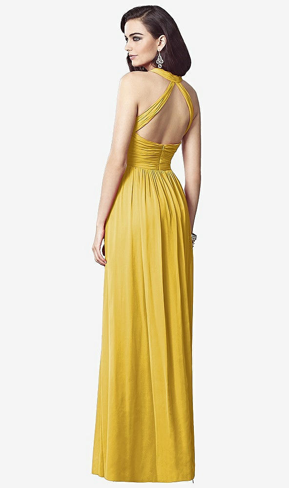 Back View - Marigold Ruched Halter Open-Back Maxi Dress - Jada