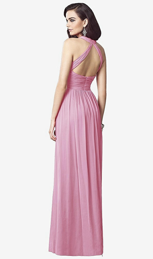 Back View - Powder Pink Ruched Halter Open-Back Maxi Dress - Jada