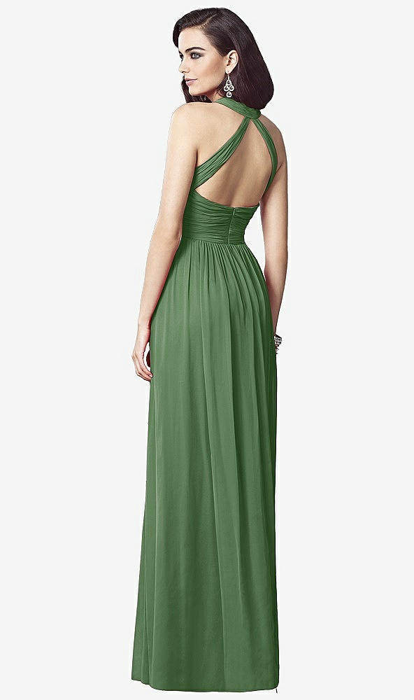 Back View - Vineyard Green Ruched Halter Open-Back Maxi Dress - Jada