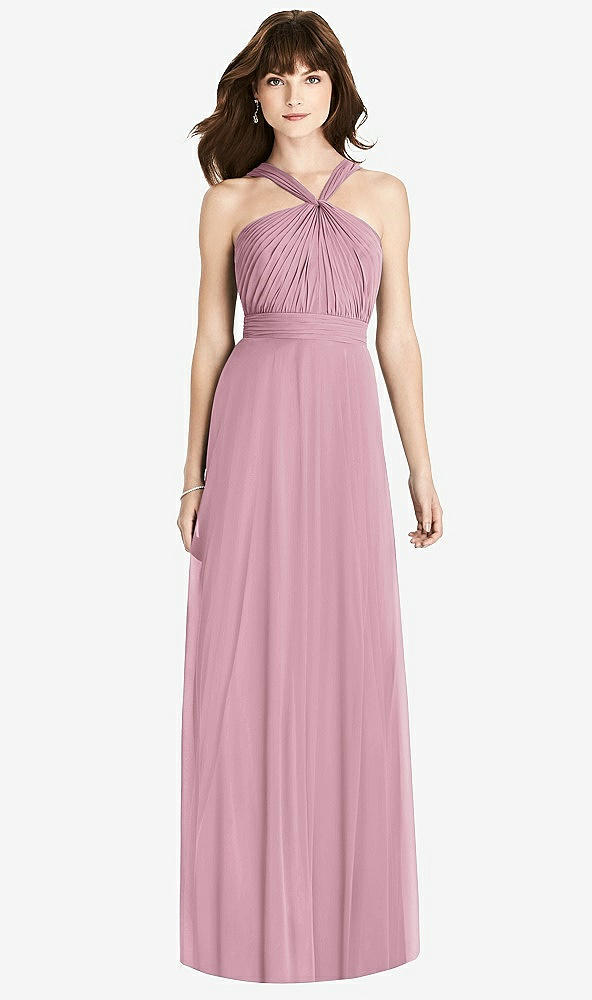 Front View - Dusty Pink Twist Halter Chiffon Maxi Dress - James