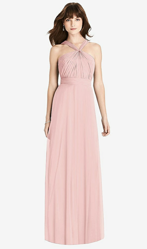 Front View - Rose Twist Halter Chiffon Maxi Dress - James