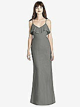 Front View Thumbnail - Charcoal Gray Ruffle-Trimmed Backless Maxi Dress - Britt