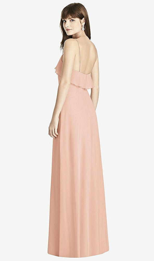 Back View - Pale Peach Ruffle-Trimmed Backless Maxi Dress - Britt