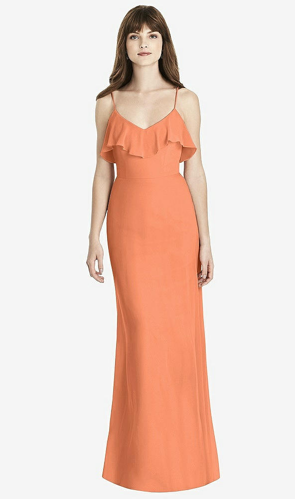 Front View - Sweet Melon Ruffle-Trimmed Backless Maxi Dress - Britt