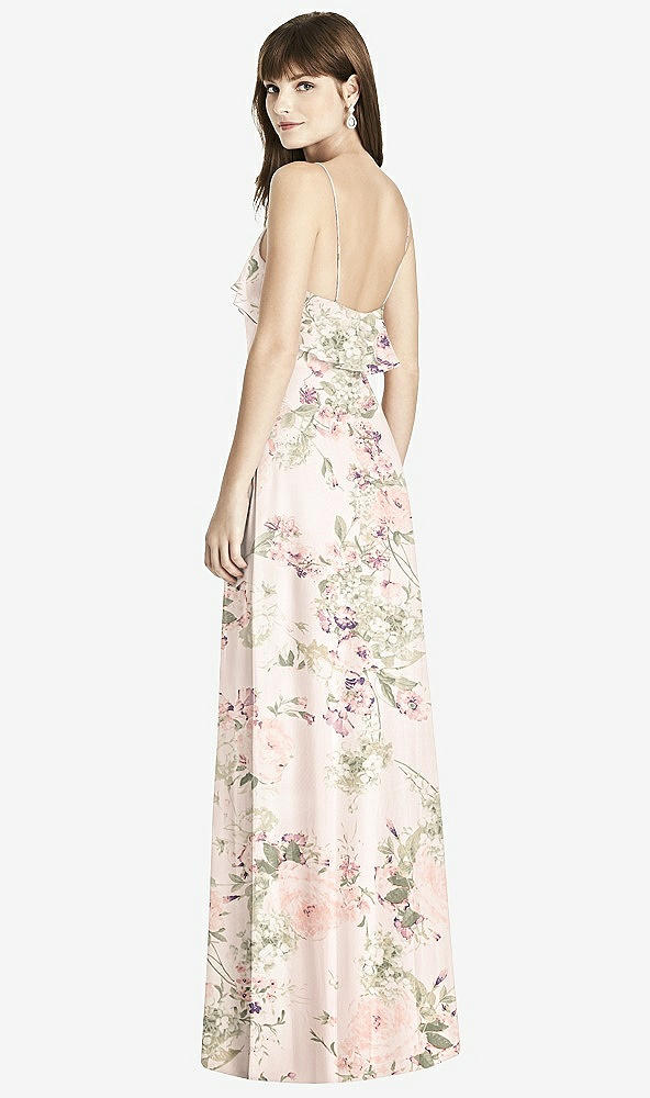 Back View - Blush Garden Ruffle-Trimmed Backless Maxi Dress - Britt
