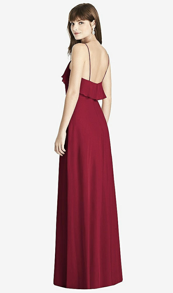 Back View - Burgundy Ruffle-Trimmed Backless Maxi Dress - Britt