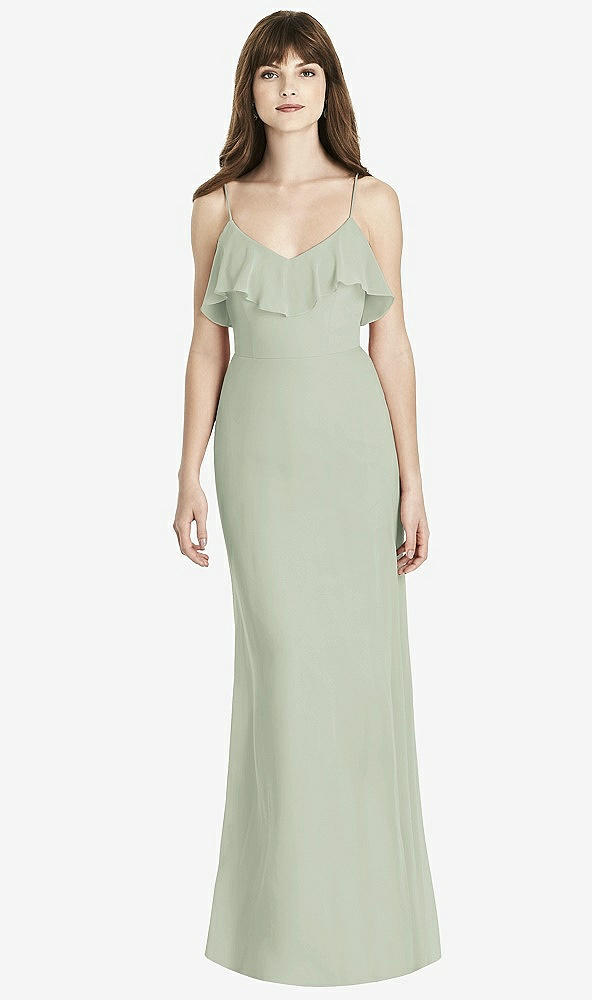 Front View - Celadon Ruffle-Trimmed Backless Maxi Dress - Britt