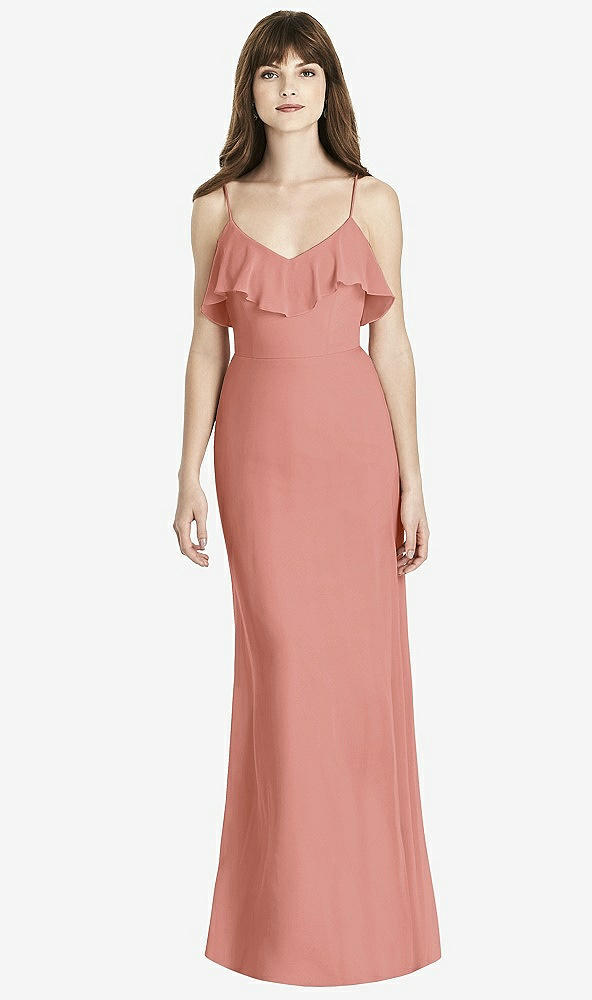 Front View - Desert Rose Ruffle-Trimmed Backless Maxi Dress - Britt